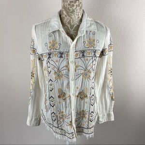 NWT MM Vintage White Embellished Top Shirt Small